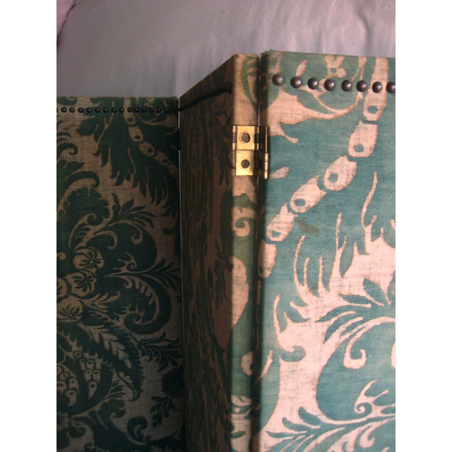 Green Antique Fortuny Paravent Screen For Sale - Image 8 of 15