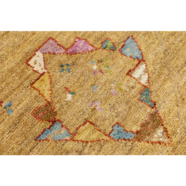 Hand-Knotted Wool Area Rug - Golden Ochre Modern Moroccan Style For Sale - Image 9 of 11