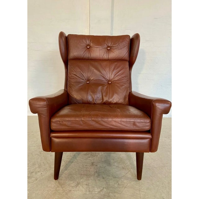 Vintage Danish Caramel Brown Leather Chair by Svend Skipper, 1964 For Sale - Image 15 of 17