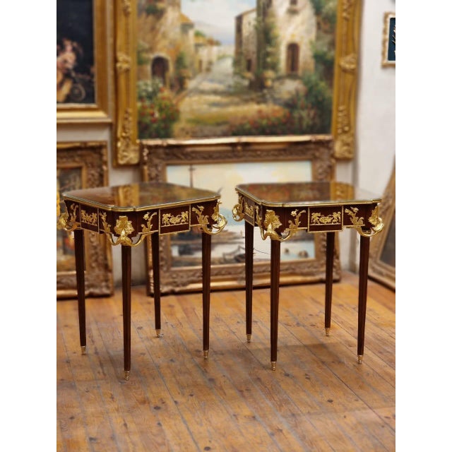 French French Louis XV Style Marquetry Side/Console Tables With Gilt Bronze Mounts Set (3) For Sale - Image 3 of 4