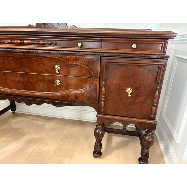 Jacobean Antique 1920s Walnut Buffet Sideboard For Sale - Image 4 of 7