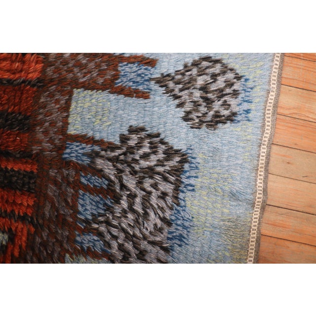Rustic Mid 20th Century Swedish Rya Water Bungalow Mini Rug - 1'10" x 3'9" For Sale - Image 3 of 8