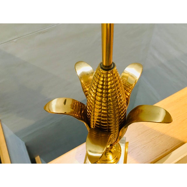 Gold Brass Corn Lamp attributed Maison Charles, 1960s For Sale - Image 8 of 12