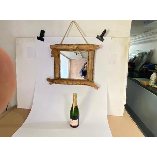 Gray Driftwood and Rope Mirror in Grey Color, France, 1970s For Sale - Image 8 of 15