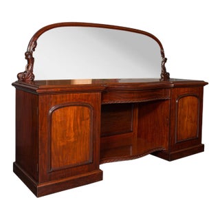 1850s Antique Victorian English Pedestal Sideboard For Sale