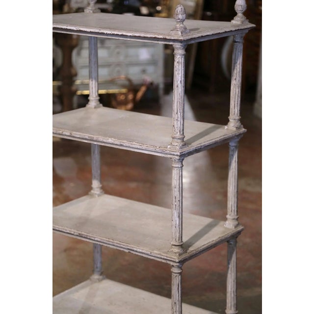 French 19th Century French Louis XVI Painted Oak Four-Tier Etagere For Sale - Image 3 of 9