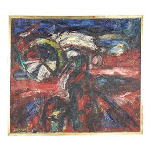 Jan Sierhuis Mid Century 1959 Signed Oil on Canvas Painting