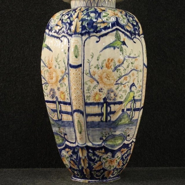 Blue Italian Painted Ceramic Vase For Sale - Image 8 of 13