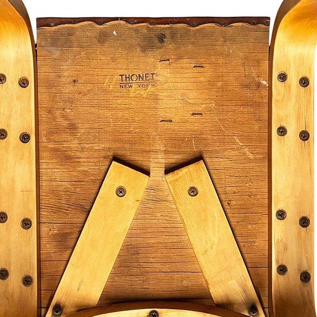 Pair of Mid-Century Modern Bentwood Side Chairs W/ Nailhead Back by Thonet For Sale - Image 11 of 11