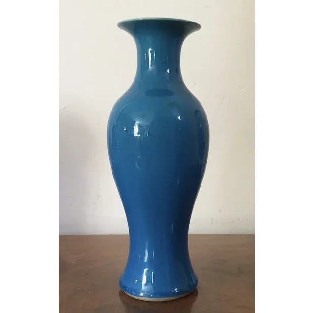 Antique Late 19th Century Chinese Baluster Shape Vase in Turquoise Glaze For Sale - Image 10 of 13