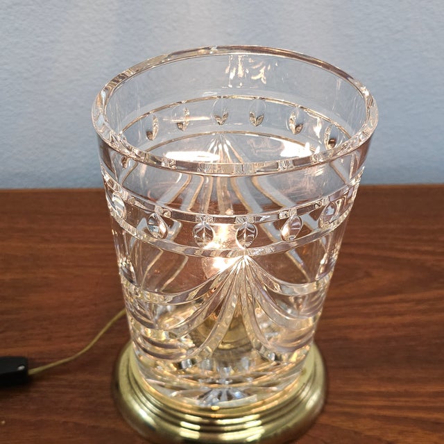 Waterford Crystal Overture Hurricane Table Lamp With Brass Base 11.5" For Sale In San Francisco - Image 6 of 15