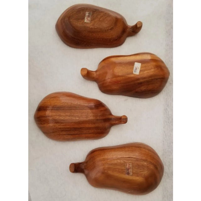 Vintage Monkeypod Salad Serving Bowl Set Pear Shaped Salad Set For Sale In Phoenix - Image 6 of 10
