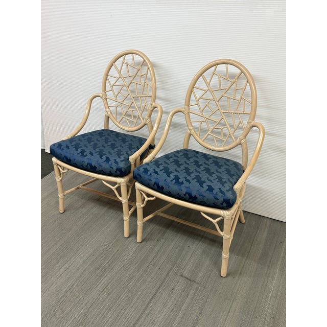 McGuire Elinor McGuire for McGuire Furniture Crackled Ice Dining Chairs, Pair For Sale - Image 4 of 12