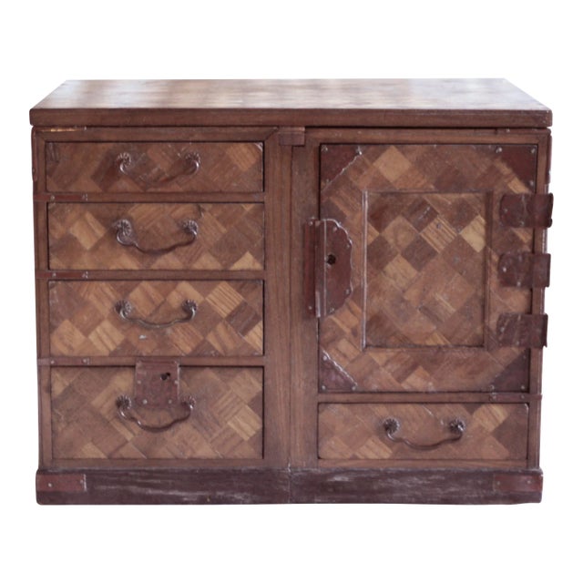 Early 1900s Antique Japanese Parquetry Lady's Jewelry Dressing Box Meiji Period For Sale