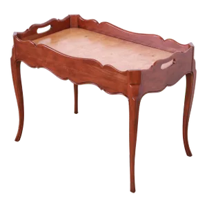 Baker Furniture French Provincial Cherry and Burl Wood Butler Coffee Table
