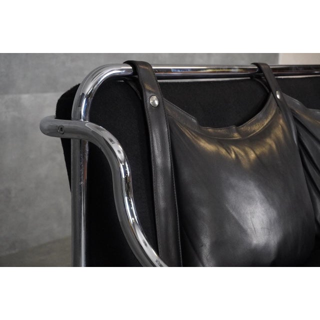 Metal Black Leather Stringa 2-Seater Sofa by Gae Aulenti for Poltronova, 1960s For Sale - Image 7 of 18
