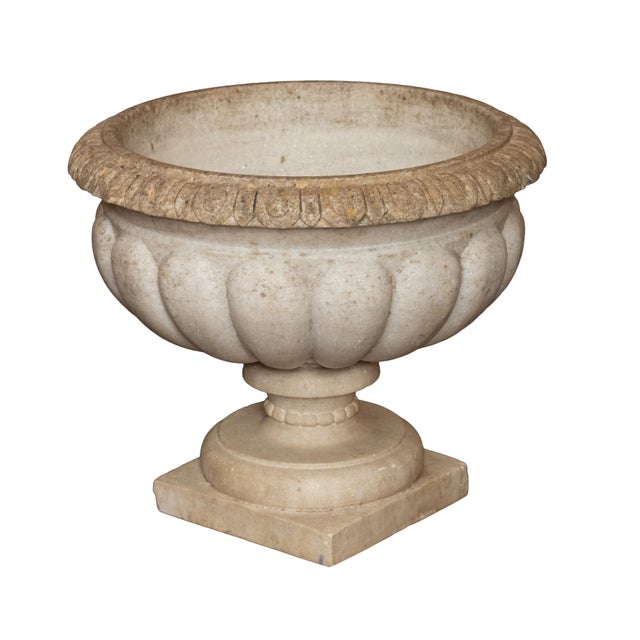 Italian Neo-Classical Wine Cooler or Standing Urn Centerpiece of Carved Marble For Sale - Image 4 of 12