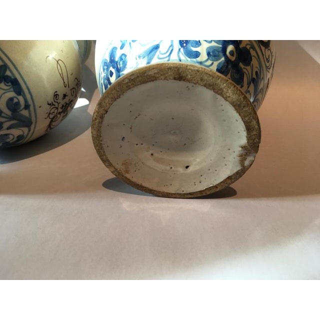 White and Blue Ceramic Pharmacy Carafes, Italy, Mid-18th Century, Set of 2 For Sale - Image 16 of 18