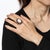 Stylish vintage angel skin coral & lapis lazuli cocktail ring (circa 1960s) crafted in 14 karat yellow gold. Coral...