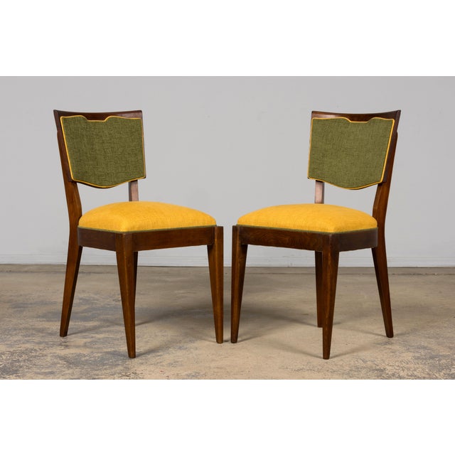 Set of 6 French Art Deco Maple Dining Chairs in Yellow and Moss Green, 1930s For Sale - Image 10 of 18