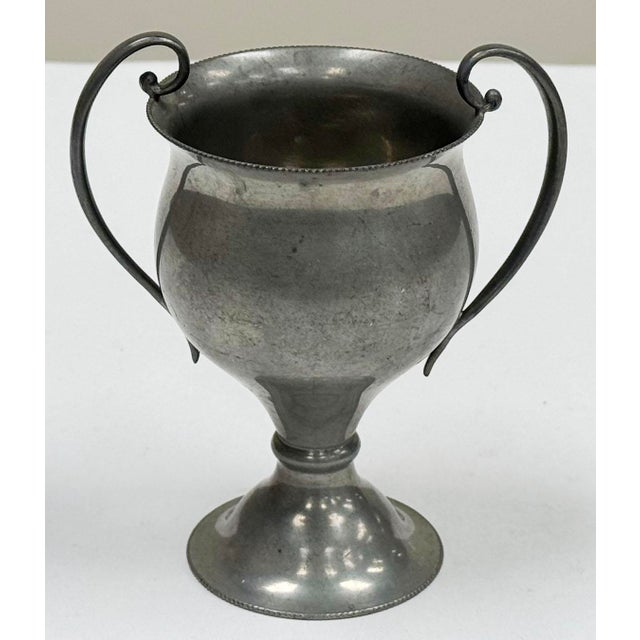Traditional Vintage Petite Pewter Trophy Vase For Sale - Image 3 of 9