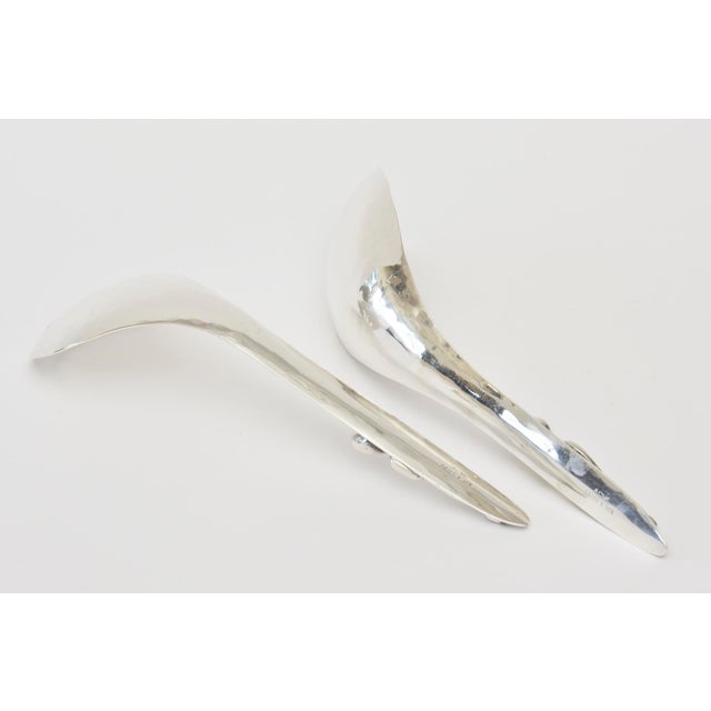 Vintage Hand Wrought Sculptural Silver Plate Salad Servers Signed Acme Bates, Canada, 1980's For Sale - Image 9 of 10