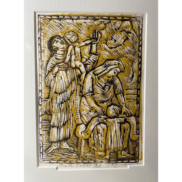 Vintage Religious Original Ruth Collet Woodblock Linocut Figural Pop Art Print For Sale - Image 10 of 11