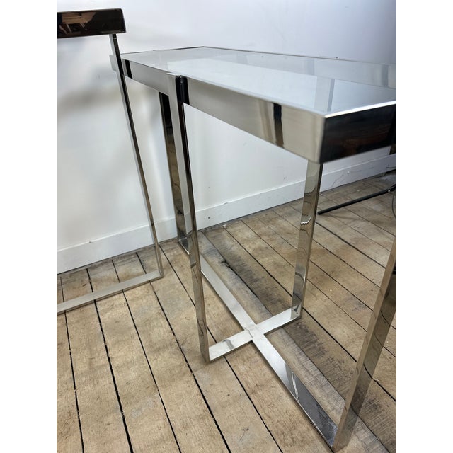 Double Console Table in Chromed Metal and Glass, 2000s For Sale - Image 12 of 13