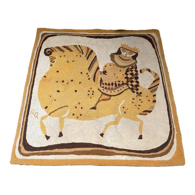Vintage Hand-Hooked Wool Equestrian Tapestry Evelyn Ackerman for Era Industries For Sale