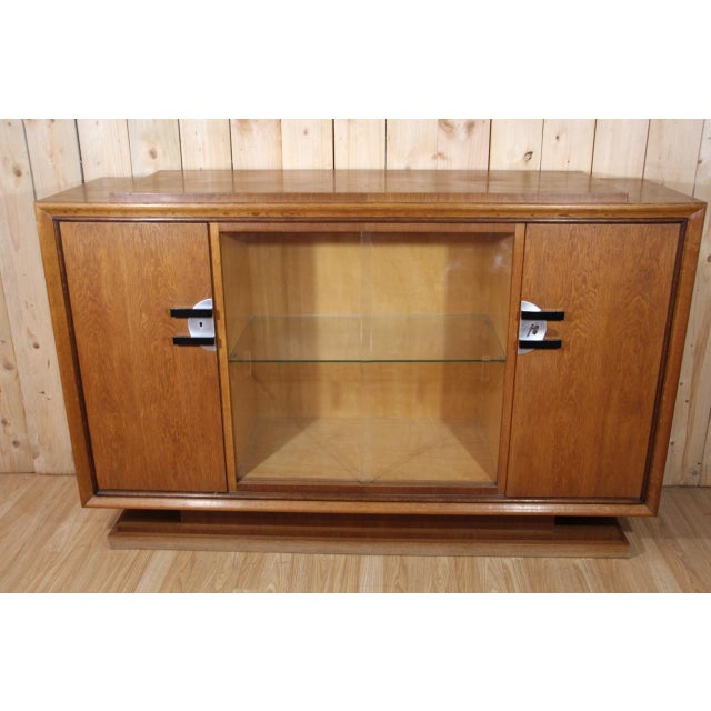 Art Deco Buffet Serving in Light Oak by Auguste Vallin, 1930s For Sale - Image 10 of 10