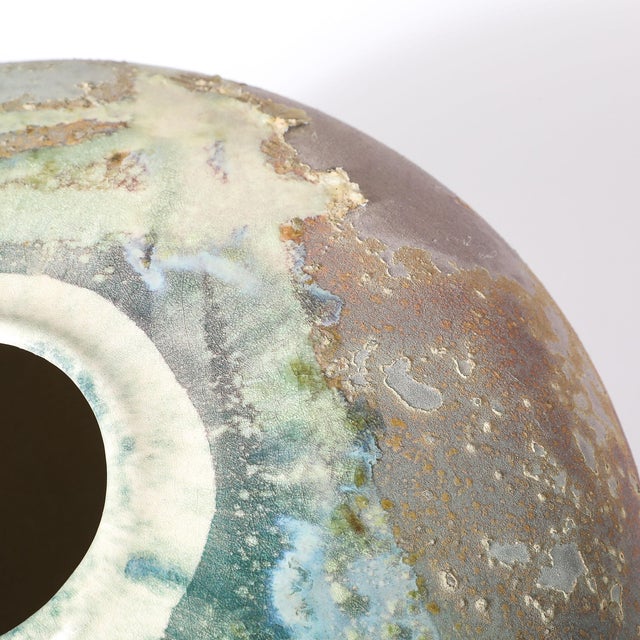 Mid-Century Modern Mid-Century Glazed Gray & Violet Textural Ceramic Vase Signed Tony Evans For Sale - Image 3 of 18