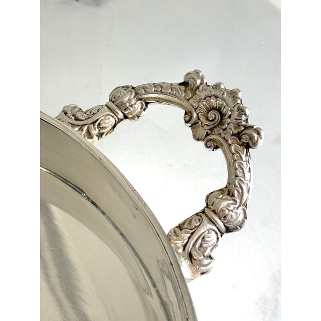 1876 Victorian Elkington & Co. Silver-Plated Gallery Tray With Heraldic Crest For Sale - Image 9 of 14