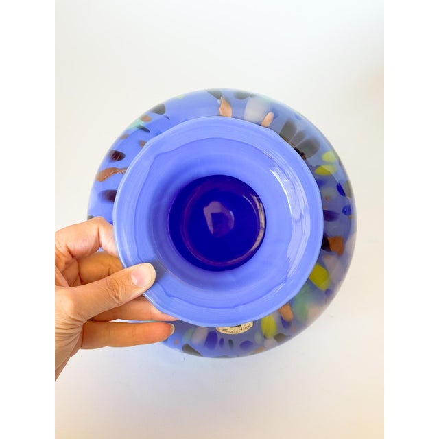 Mid Century Studio Azzurra Maestri Vetrai Italy Mouth Blown Art Glass Vase For Sale In Dallas - Image 6 of 8
