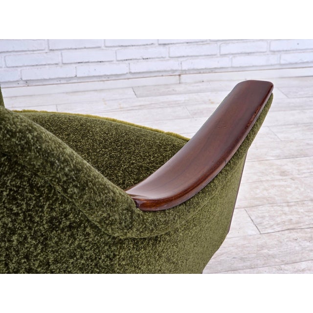 Norwegian Armchair in Green Furniture Fabric and Teak Wood, 1970s For Sale - Image 12 of 18