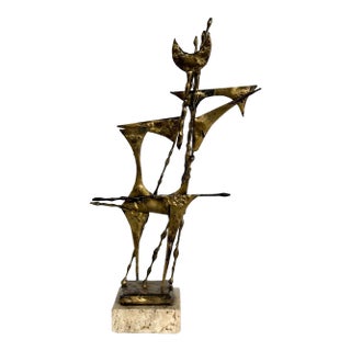 Vintage Brutalist Metal Sculpture For Sale