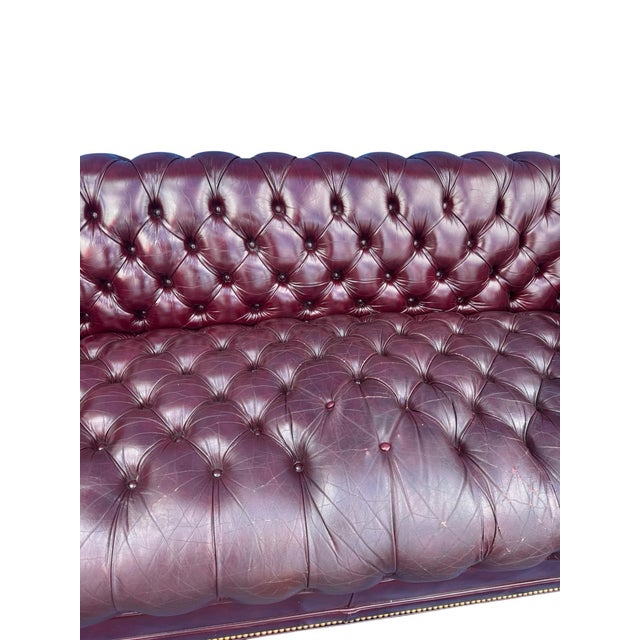Vintage Leathercraft Tufted Leather Chesterfield Sofa For Sale In New York - Image 6 of 10