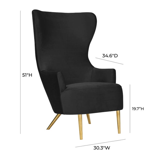 2020s Julia Black Velvet Wingback Chair For Sale - Image 5 of 7