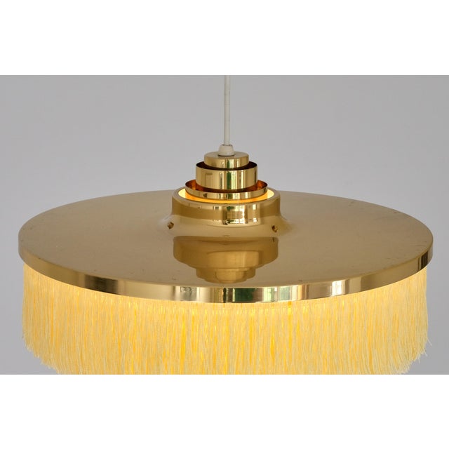Metal T-603 Fringe Pendant Light in Brass and Silk by Hans-Agne Jakobsson for Hans-Agne Jakobsson AB Markaryd, Sweden, 1960s For Sale - Image 7 of 13