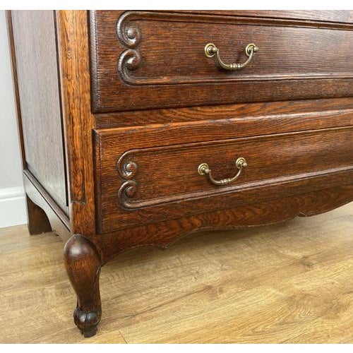 Vintage French Louis Carved Oak Chest of 4 Drawers For Sale - Image 6 of 18