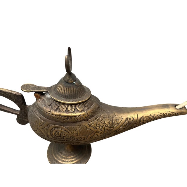 Brass Mystical Brass Genie Oil Lamp For Sale - Image 8 of 13