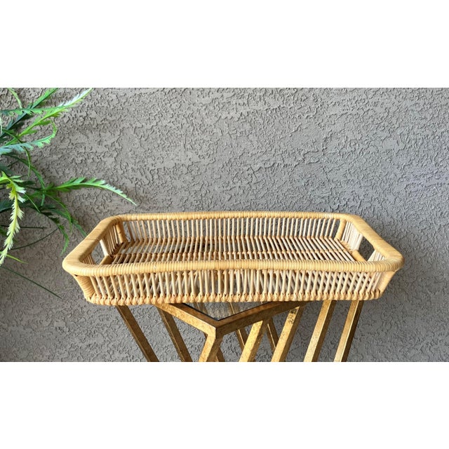 Albini-Inspired Mid 20th-Century Rattan Tray With Rounded Corners & Cut-Out Handles For Sale - Image 16 of 18