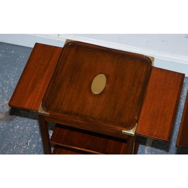 Brown Vintage Military Campaign Brass Side Tables from Kennedy London, Set of 2 For Sale - Image 8 of 14
