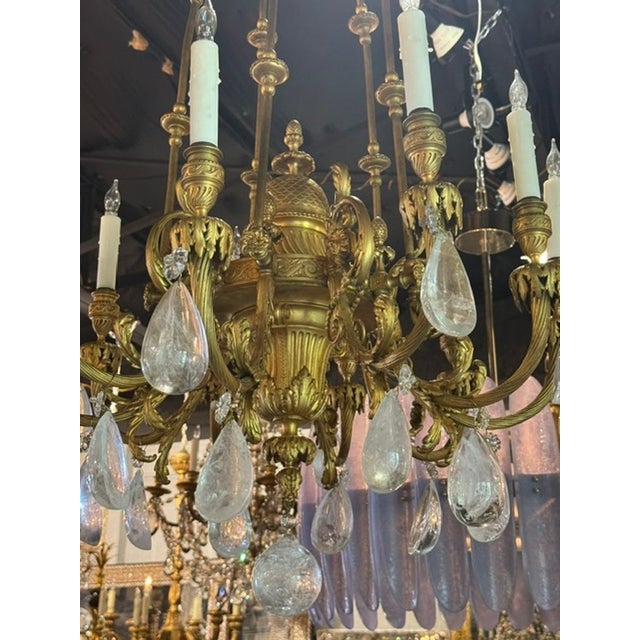 Metal 19th C. French Gilt Bronze and Rock Crystal Chandelier For Sale - Image 7 of 7