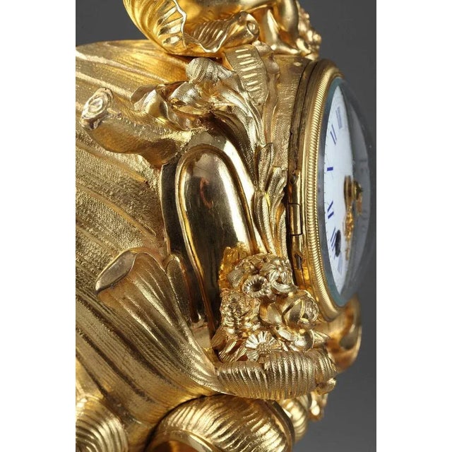 Gold 19th Century Napoleon III Gilt Bronze Clock in Rocaille Style For Sale - Image 8 of 11