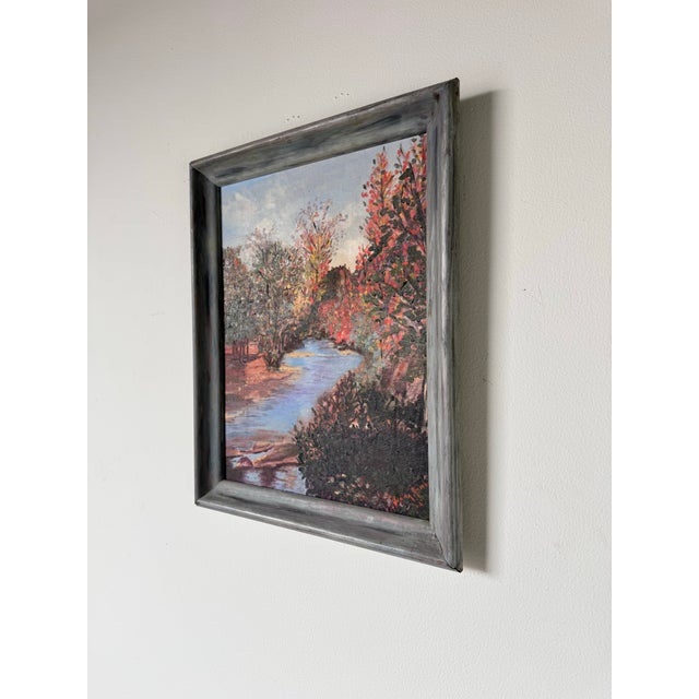 1962 Verna C. Rambo " October in Georgia " Fall River Landscape Oil Painting, Framed For Sale - Image 4 of 12