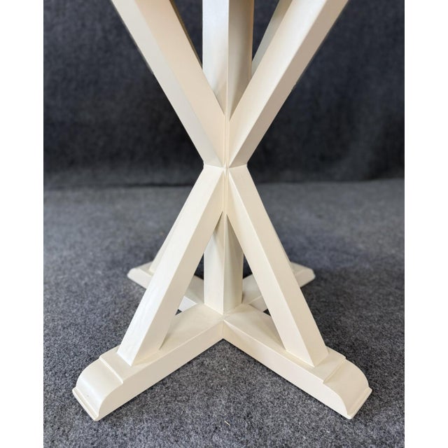 Wood Rustic Round Distressed Oak Side Table For Sale - Image 7 of 11