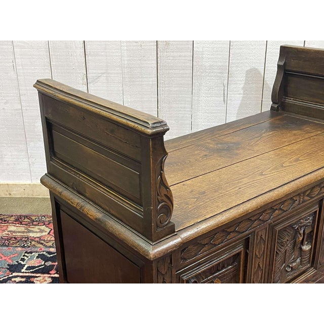 Brown Early 20th Century Breton Storage Bench in Oak and Chestnut For Sale - Image 8 of 16