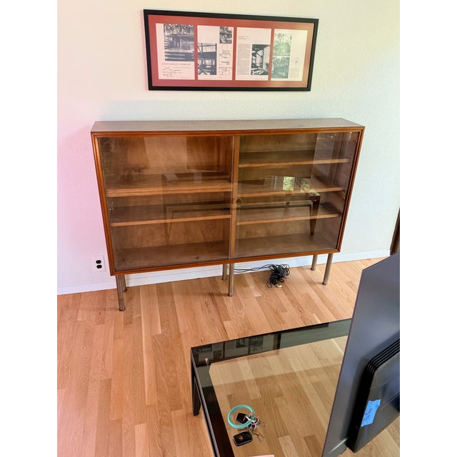 Mid Century Danish Glassfront Bookcase For Sale - Image 4 of 13