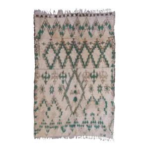 1980s Moroccan Off-White and Green Marmoucha Rug