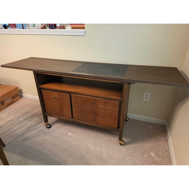 Basic Witz Mid-Century Modern Rolling Drop Leaf Bar Cart For Sale In Cleveland - Image 6 of 12